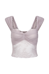 Guinevere Lace And Mesh Top - Lilac