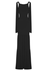 Haille Knit Chiffon Maxi Dress - Black