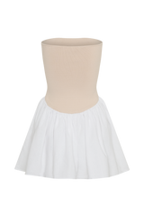 Hannah Knit And Linen Mini Dress - Natural/White