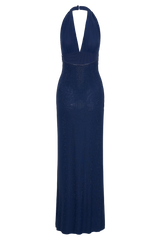 Harriet Halter Neck Diamante Maxi Dress - Navy