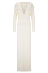 Hayden Long Sleeve Plunge Maxi Dress - Ivory
