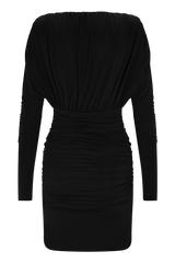 Hayden Long Sleeve Plunge Mini Dress - Black
