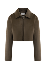 Hayes Faux Suede Collared Jacket - Chocolate