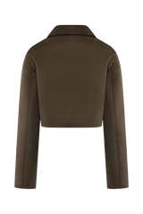 Hayes Faux Suede Collared Jacket - Chocolate
