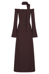Heidi Strapless Knit Scarf Maxi Dress - Dark Chocolate