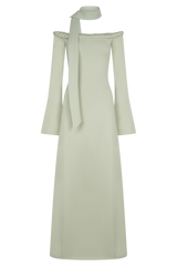 Heidi Strapless Knit Scarf Maxi Dress - Pastel Green