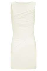 Henley Slinky Drape Mini Dress - Ivory