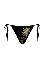 Huntleigh Crochet Bikini Bottom - Black & Gold Sunshine Print