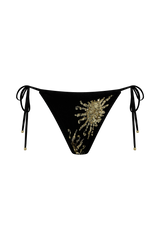 Huntleigh Crochet Bikini Bottom - Black & Gold Sunshine Print