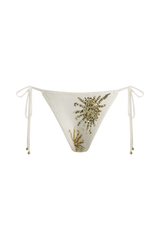 Huntleigh Crochet Bikini Bottom - White & Gold Sunshine Print