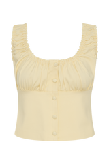 Ines Sleeveless Ruched Top - Lemon