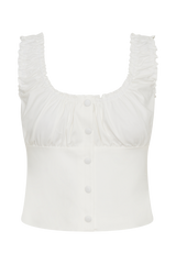 Ines Sleeveless Ruched Top - White