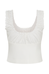 Ines Sleeveless Ruched Top - White