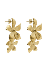 Infatuated Drop Flower Earrings - Gold