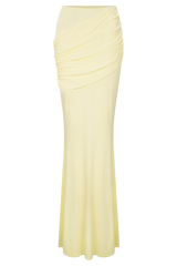 Irene Gathered Knit Maxi Skirt - Lemon