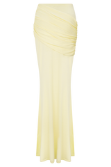 Irene Gathered Knit Maxi Skirt - Lemon