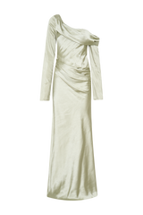 Iris Long Sleeve Satin Maxi Dress - Sage