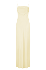 Isadora Lace & Satin Maxi Dress - Lemon
