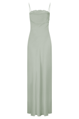 Isadora Lace & Satin Maxi Dress - Sage