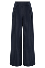 Jacqueline Pleated Wide Leg Pants - Navy Pinstripe