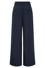 Jacqueline Pleated Wide Leg Pants - Navy Pinstripe