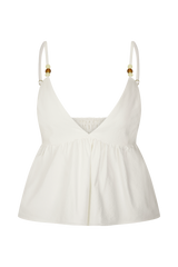 Janayia Cotton Beaded Top - White