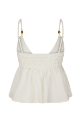 Janayia Cotton Beaded Top - White