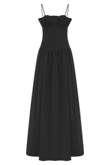 Janis Cotton Frill Maxi Dress - Black