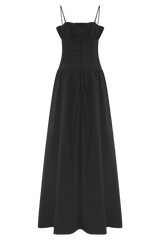 Janis Cotton Frill Maxi Dress - Black