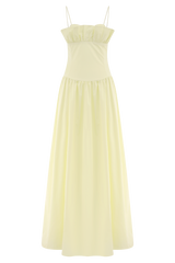 Janis Cotton Frill Maxi Dress - Lemon