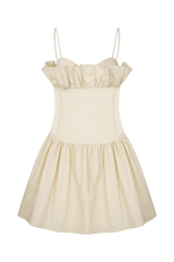 Janis Cotton Frill Mini Dress - Nude