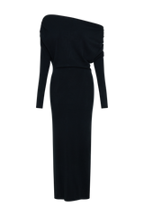 Jessie Cowl Neck Knit Midi Dress - Black