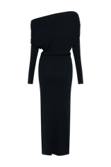 Jessie Cowl Neck Knit Midi Dress - Black