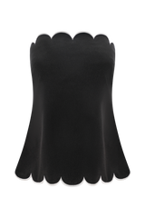 Judith Strapless Scallop Top - Black