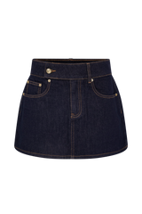Julienne Denim Mini Skirt - Washed Indigo Blue