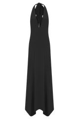 Juliet Slinky Maxi Dress With Scarf - Black
