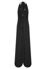 Juliet Slinky Maxi Dress With Scarf - Black