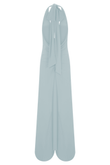 Juliet Slinky Maxi Dress With Scarf - Pale Blue