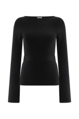 Justine Belted Knit Top - Black