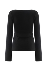 Justine Belted Knit Top - Black
