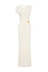 Kaida Slinky Maxi Dress With Hardware - Ivory