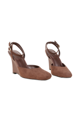 Kaleen Faux Suede Wedge Heel - Chocolate
