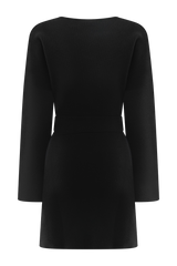 Kassie Belt Tie Knit Mini Dress - Black