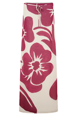 Katalina Chiffon Maxi Skirt - Red Deco Fleur Print