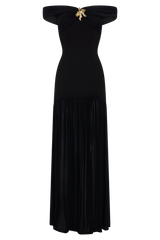Kellie Off Shoulder Crepe Maxi Dress - Black