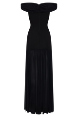 Kellie Off Shoulder Crepe Maxi Dress - Black