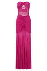 Khadijah Lace And Mesh Maxi Dress - Dragonfruit