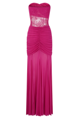 Khadijah Lace And Mesh Maxi Dress - Dragonfruit
