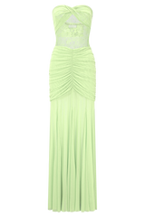 Khadijah Lace And Mesh Maxi Dress - Sage