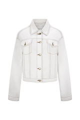 Kirra Cinched Denim Jacket - White